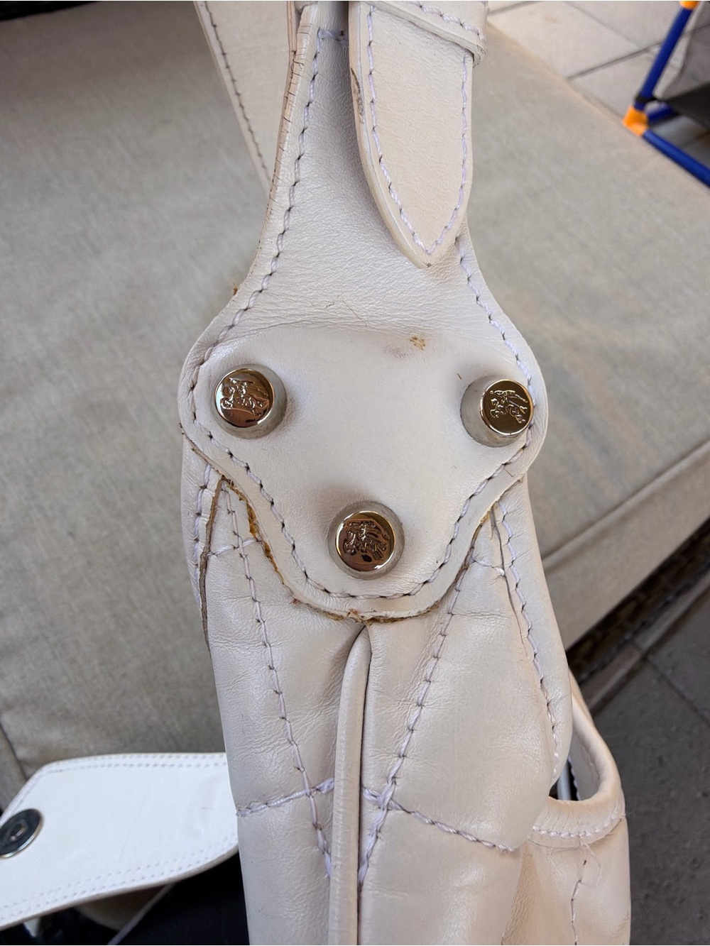 Burberry White Quilted hobo Shoulder Bag with Silver Hardware*Read Description - Picture 12 of 16